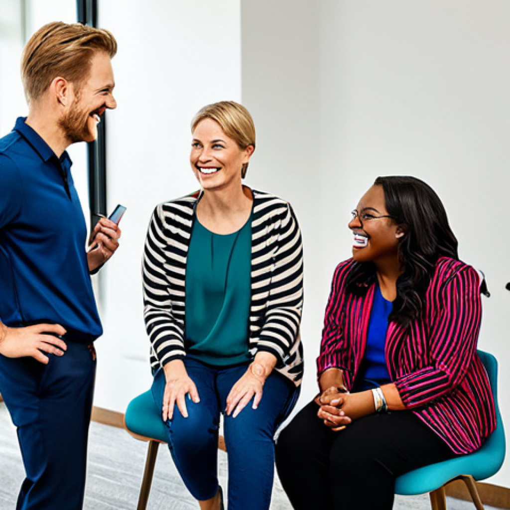 **

"A diverse group of fully clothed beauty consultants participating in a workshop, appropriate attire, smiling and engaged in conversation during an icebreaker activity, modern conference room setting, bright and professional lighting, safe for work, perfect anatomy, correct proportions, family-friendly, high quality, professional photography, modest clothing."

**