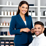Professional Beauty Consultant**

"A professional beauty consultant in a modern, well-lit office, fully clothed in modest business attire, assisting a client. The consultant is smiling and engaged, showcasing professionalism. The background includes shelves with skincare products and makeup. Safe for work, appropriate content, perfect anatomy, natural pose, high quality."

**