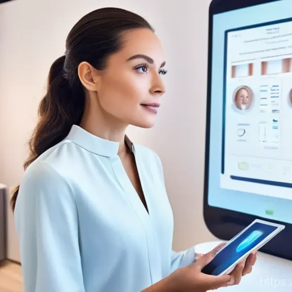 뷰티컨설턴트 주요 직무 사례 분석 - **Image Prompt 1: The AI-Powered Personalized Beauty Consultation**
    A highly professional female...