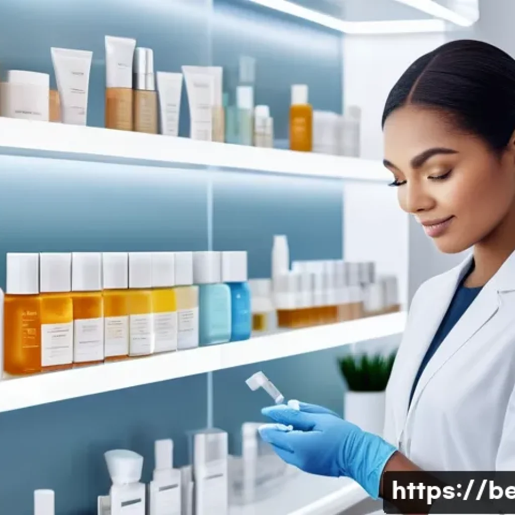뷰티컨설턴트 전공 과목 선택법 - A professional beauty consultant in a modern skincare clinic setting, demonstrating personalized ski...