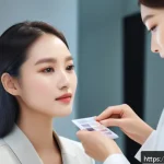 뷰티컨설턴트 실무 스킬 학습 사례 - A professional beauty consultant analyzing a client's skin tone under various lighting conditions in...