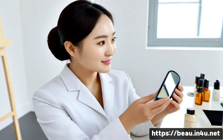 뷰티컨설턴트 필수 스킬 학습 사례 - Photorealistic beauty consultant practicing a personalized skincare consultation with an adult clien...