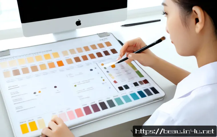 뷰티컨설턴트 최신 시험 트렌드 연구 - Photorealistic beauty consultant exam preparation scene, confident young adult consultant seated at ...